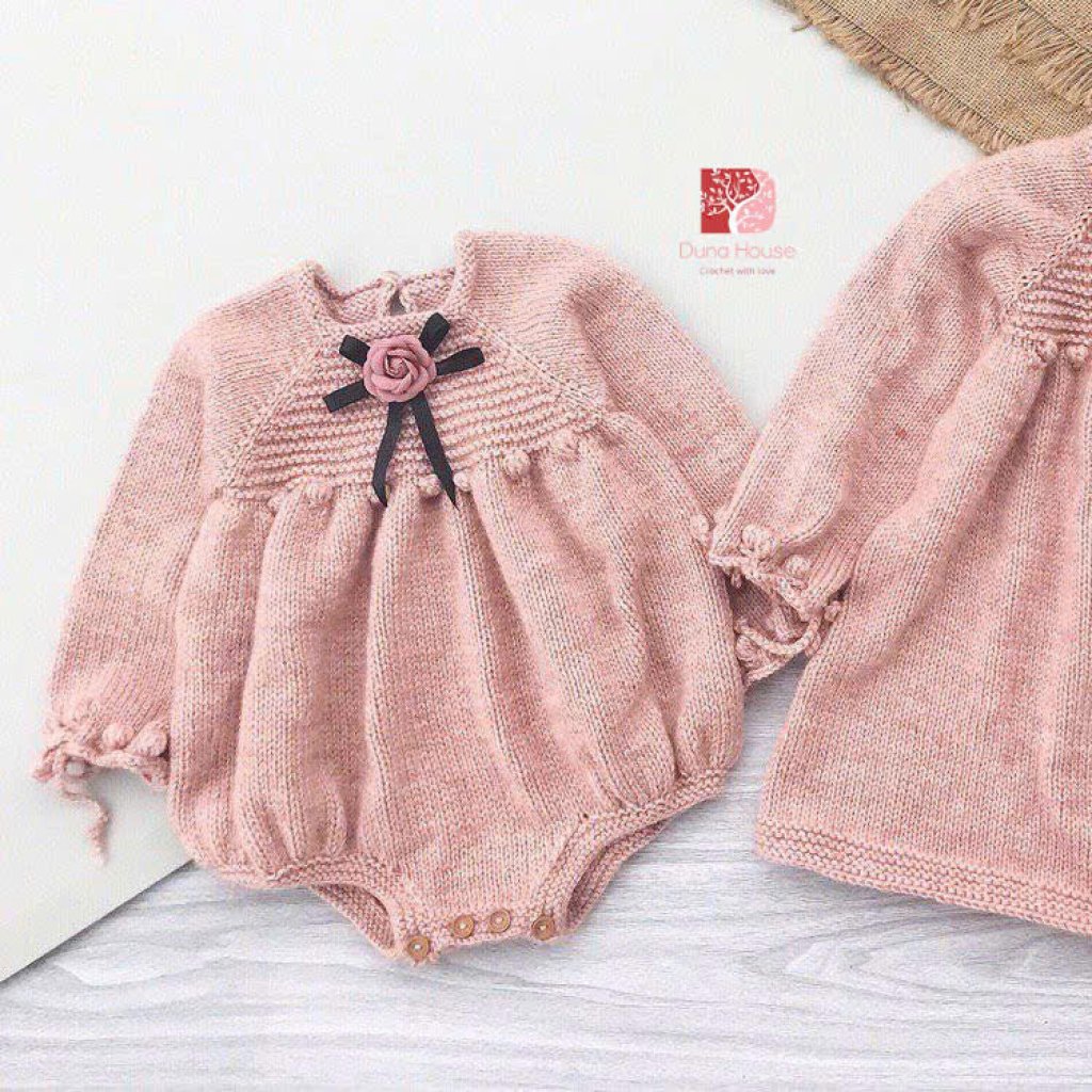 Body suit, Rose Romper, Knitwear, áo váy len đan tay cho bé gái - Duna House Viet Nam