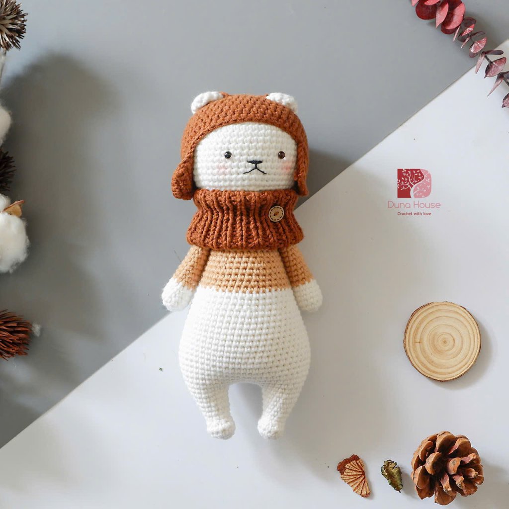 Gấu len phi công, gấu bông handmade độc đáo, quà tặng dễ thương - Duna House Viet Nam